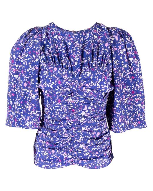 Isabel Marant speckle-print ruched blouse