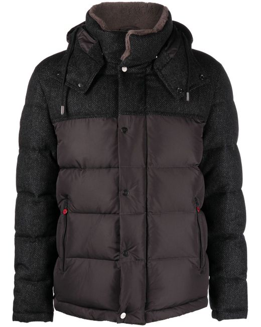 Kiton hybrid hooded puffer jacket