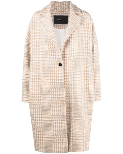 Kiton houndstooth-pattern single-breasted coat