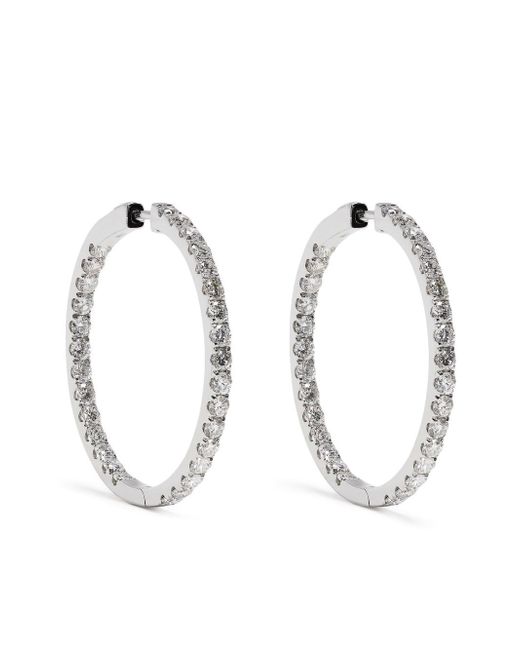 Anonymous recycled 14kt white gold diamond hoop earrings