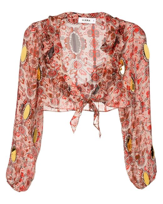 Amir Slama floral-print cropped blouse