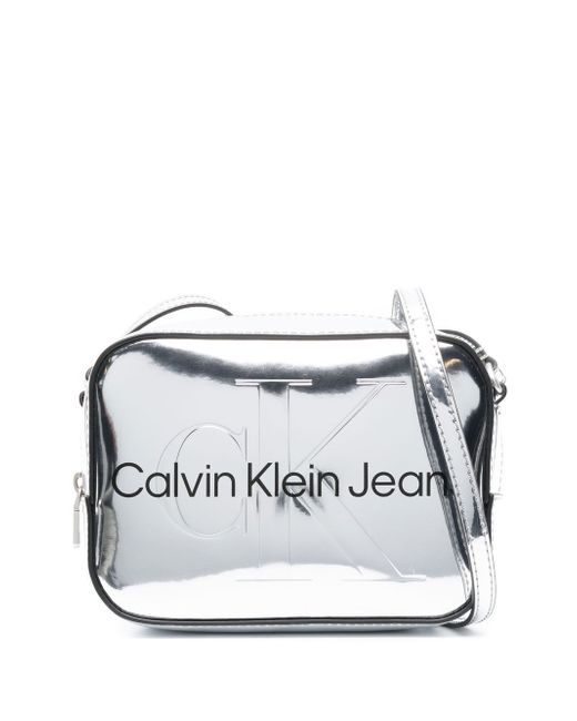 Calvin Klein Jeans logo-embossed metallic crossbody bag