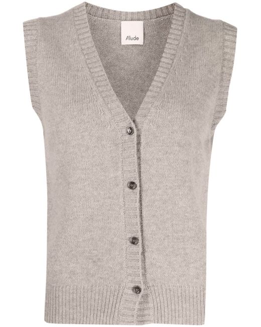 Allude V-neck sleeveless knit vest