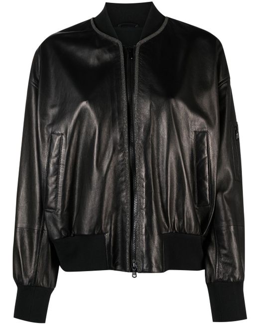 Brunello Cucinelli cropped leather bomber jacket