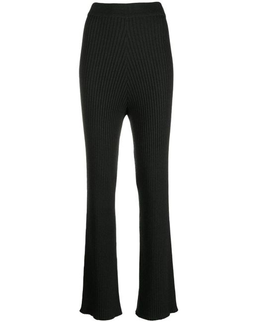 Paula ribbed-knit flared trousers
