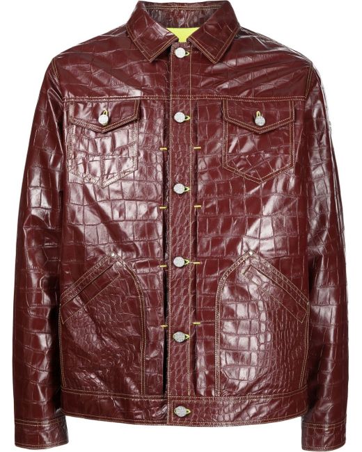 Palmer//Harding crocodile-effect faux leather jacket
