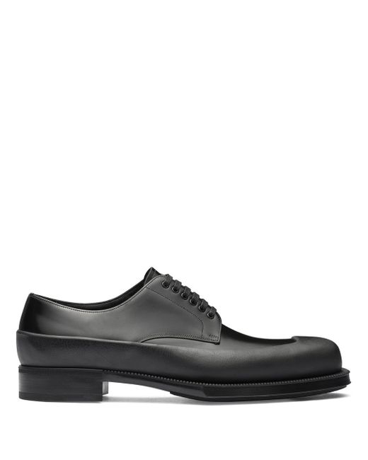 Prada brushed square-toe Derby shoes