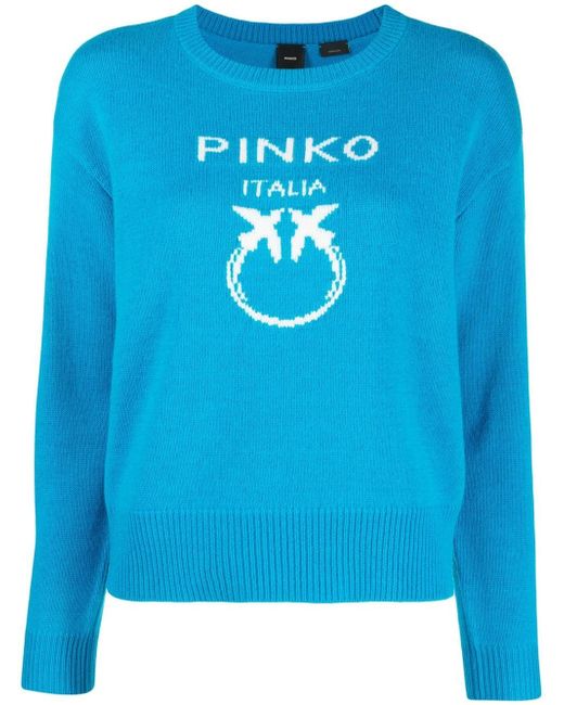 Pinko intarsia-knit logo crew-neck jumper