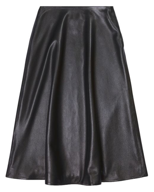 Balenciaga leather midi A-Line skirt