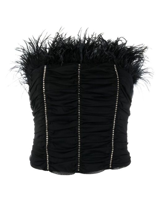 Patrizia Pepe crystal-embellished feather-detail top