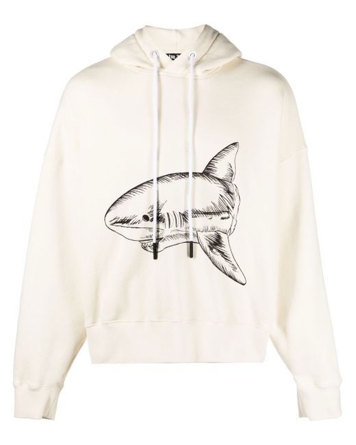 Palm Angels Split Shark-print cotton hoodie