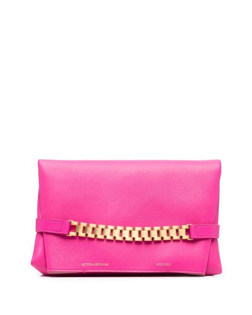 Victoria Beckham chain-detail leather clutch bag