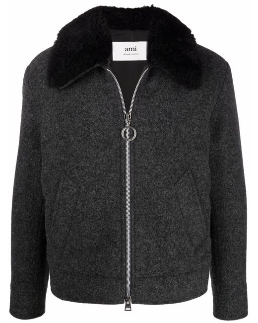 AMI Alexandre Mattiussi detachable faux-fur collar jacket