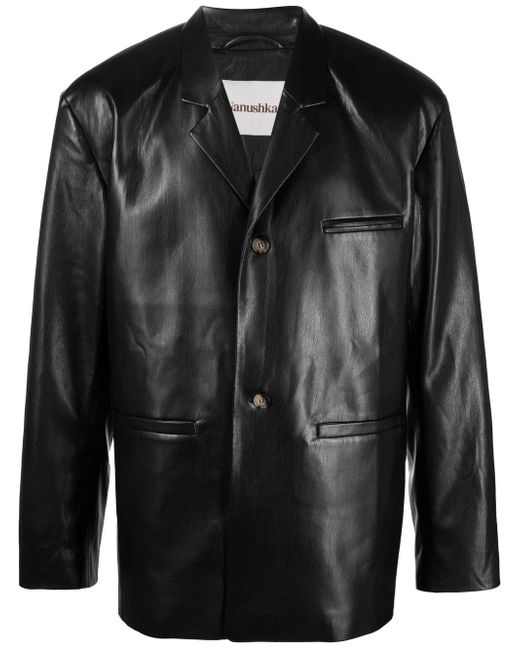 Nanushka single-breasted leather blazer