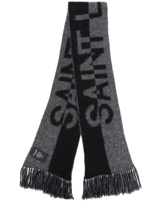 Saint Laurent intarsia-knit logo scarf