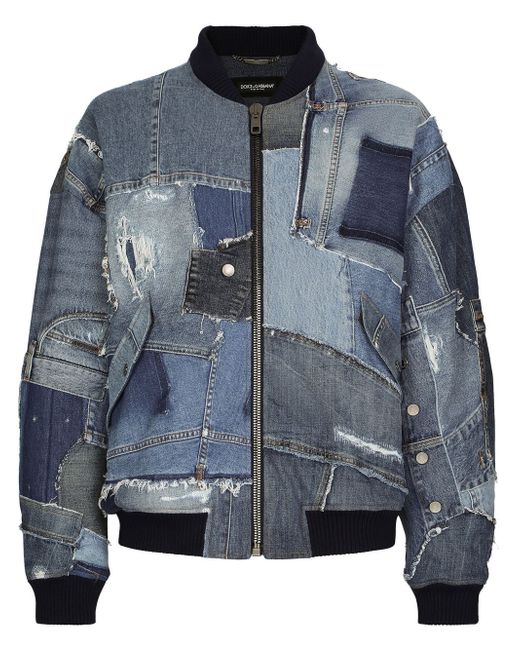 Dolce & Gabbana denim-patchwork bomber jacket