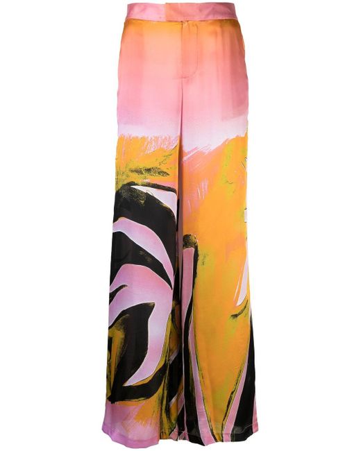 Louisa Ballou all-over graphic print silk trousers