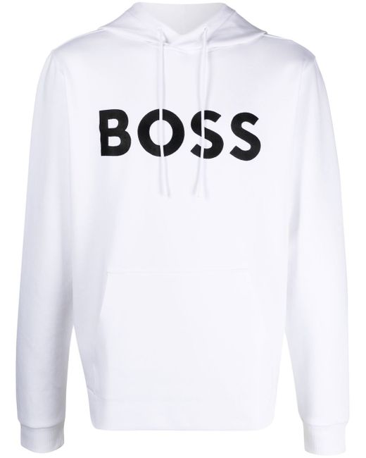 Boss logo-print long-sleeve hoodie