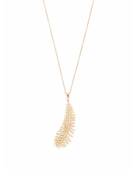 Mizuki 14kt yellow chain and diamond feather pendant necklace