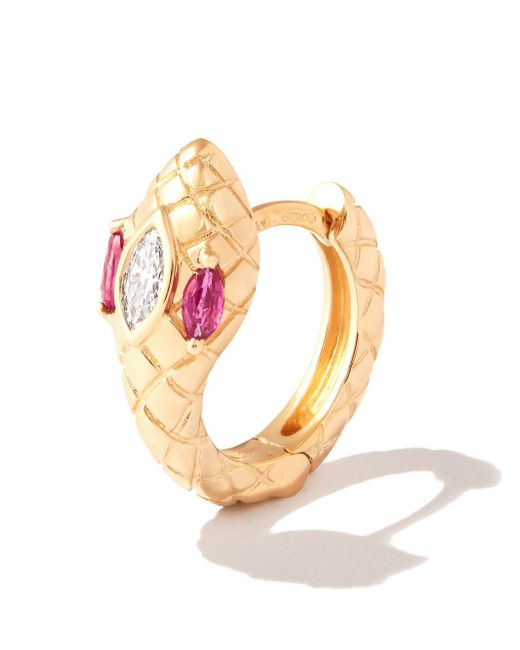 Jacquie Aiche 14kt rose gold Head Snake diamond and ruby earring
