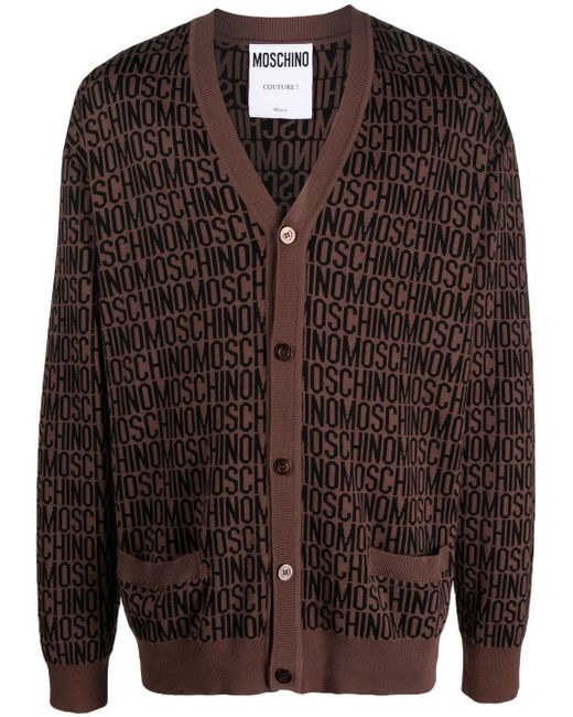 Moschino all-over logo knit cardigan