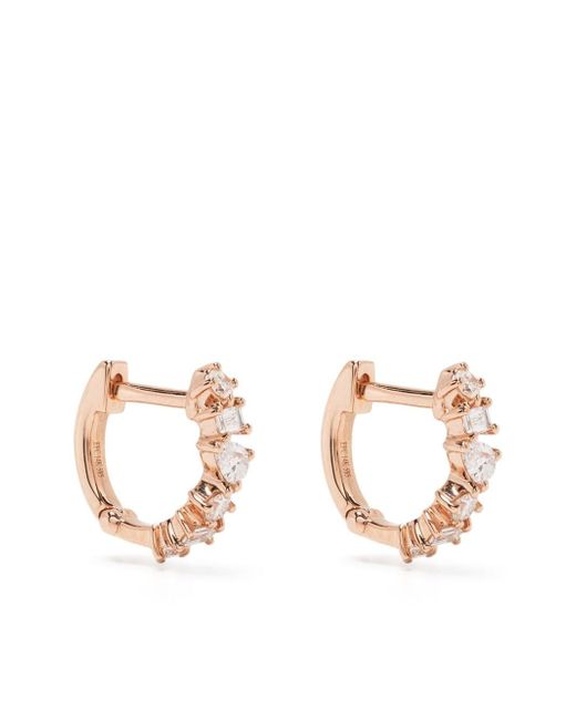 EF Collection 14kt rose gold diamond huggie earring