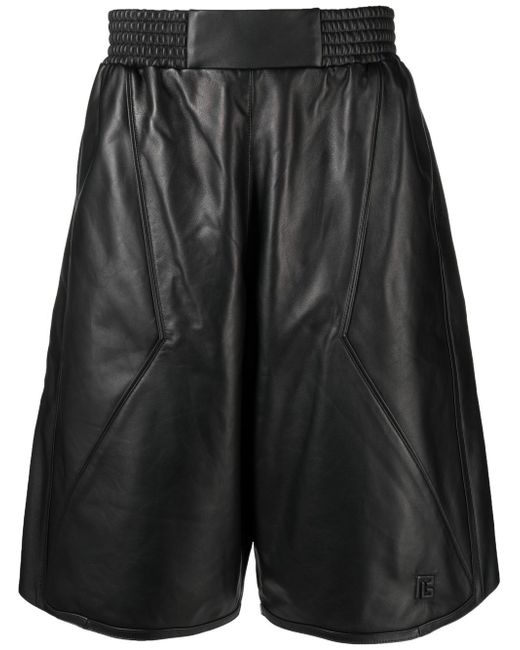 Balmain leather knee-length shorts