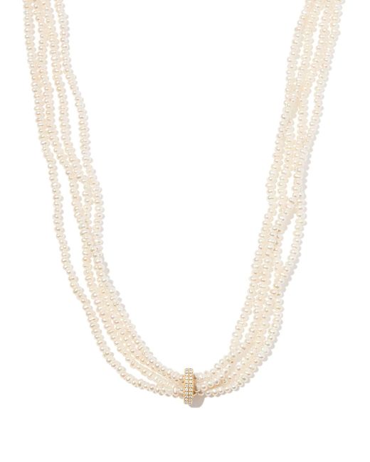 Mizuki 14kt yellow pearl and diamond necklace