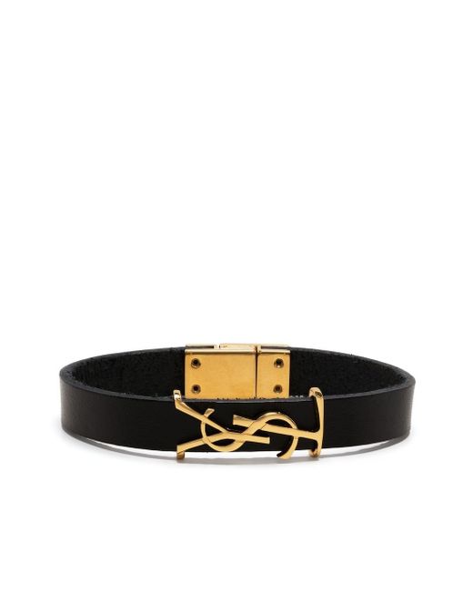 Saint Laurent YSL charm leather bracelet