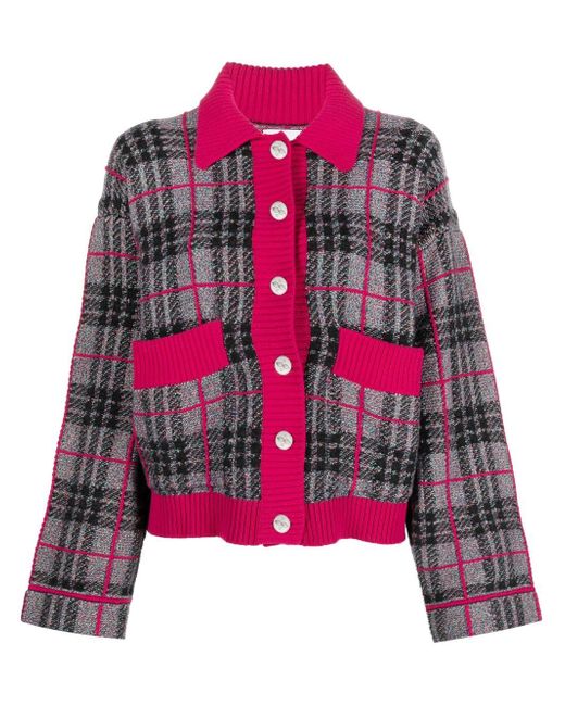 Barrie checked cashmere cardigan