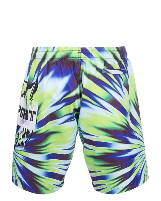 Plein Sport tiger-print swim shorts