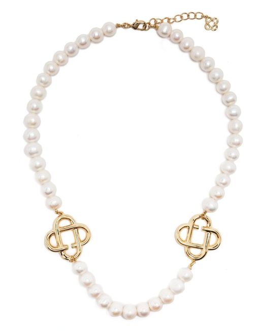 Casablanca logo-charm pearl necklace