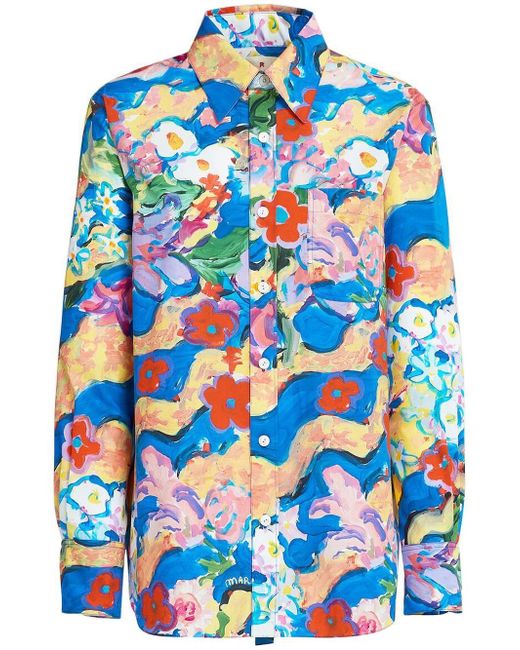 Marni floral-print button-up shirt