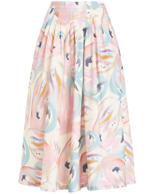 Etro abstract print pleated skirt