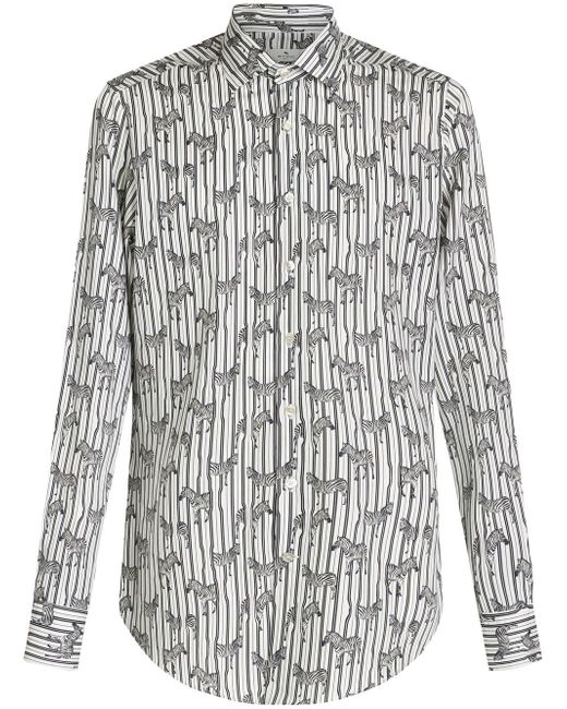 Etro zebra-print long-sleeved shirt