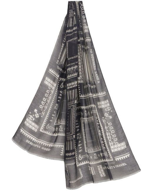 Etro graphic cashmere sheer scarf