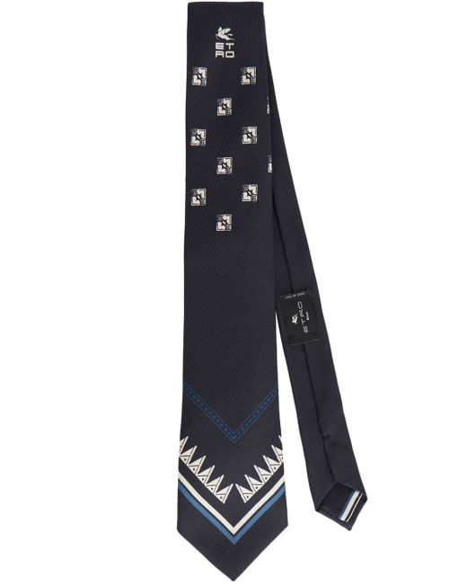 Etro logo-print silk tie