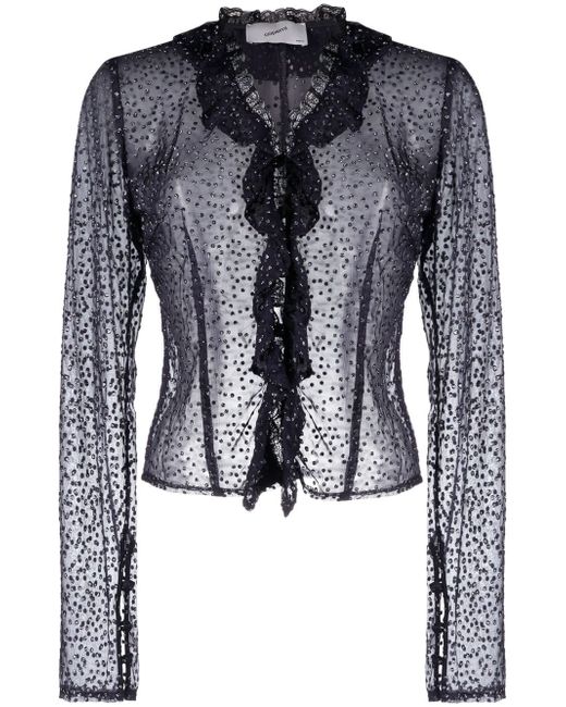 Coperni crystal embellished sheer blouse