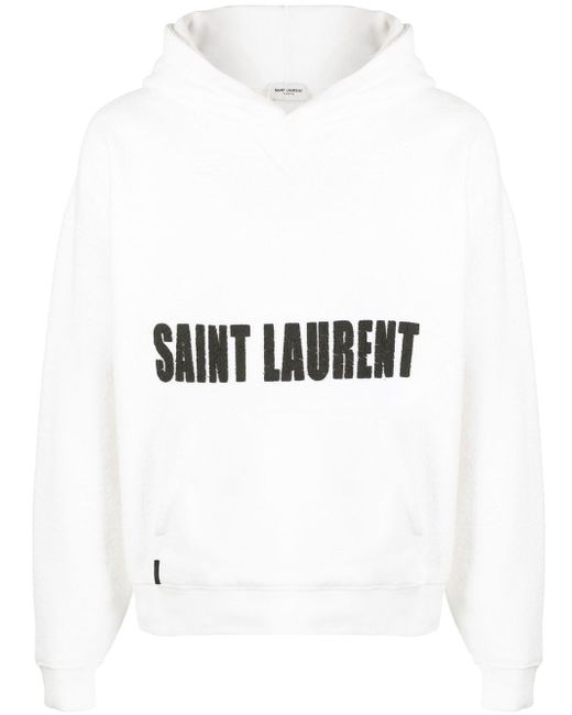 Saint Laurent logo-print textured hoodie