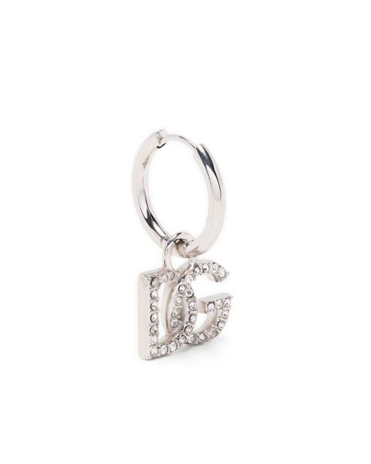 Dolce & Gabbana crystal-embellished logo-charm hoop