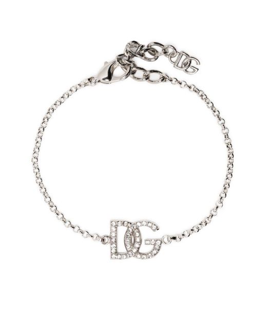 Dolce & Gabbana crystal-embellished logo-charm bracelet