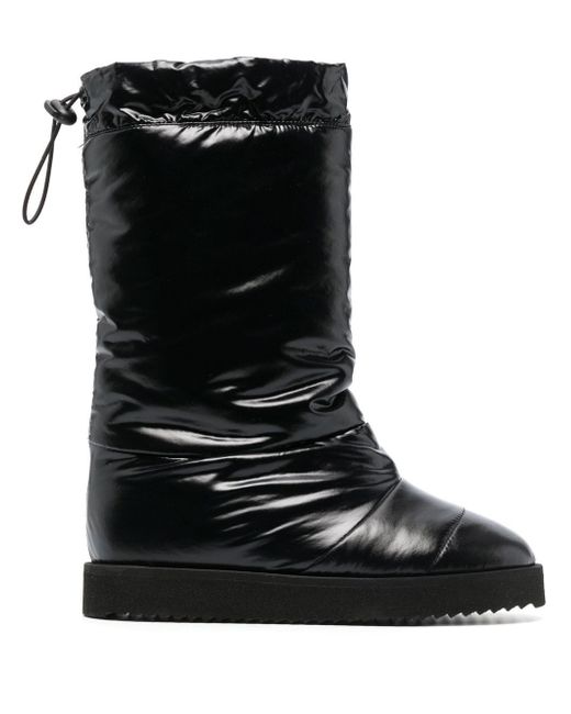 Giaborghini patent padded knee-high boots