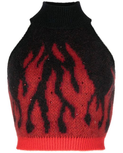 Alessandra Rich intarsia-knit sleeveless cropped jumper