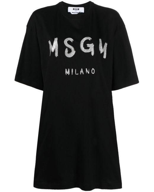 Msgm logo-print glitter T-shirt dress