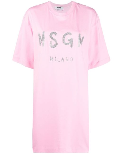 Msgm logo-print cotton T-shirt dress