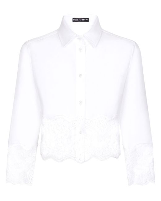 Dolce & Gabbana lace-trim poplin shirt