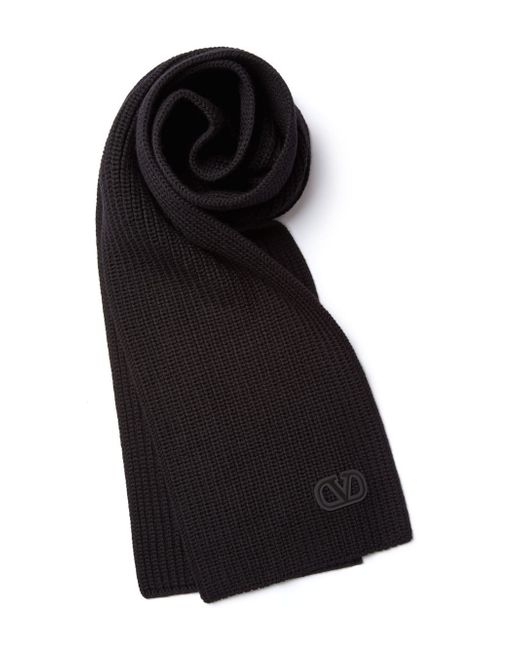 Valentino Logo patch virgin wool scarf