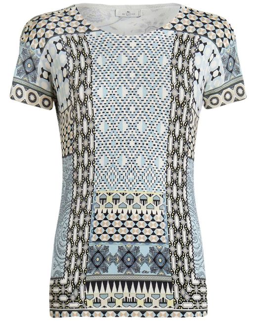 Etro graphic-print knitted silk T-shirt