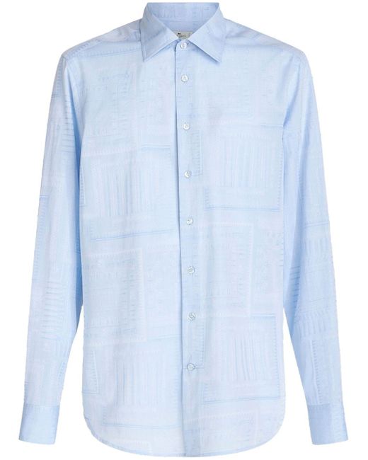 Etro barcode-print cotton shirt