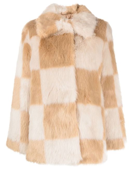 Stand Studio faux-fur checked jacket